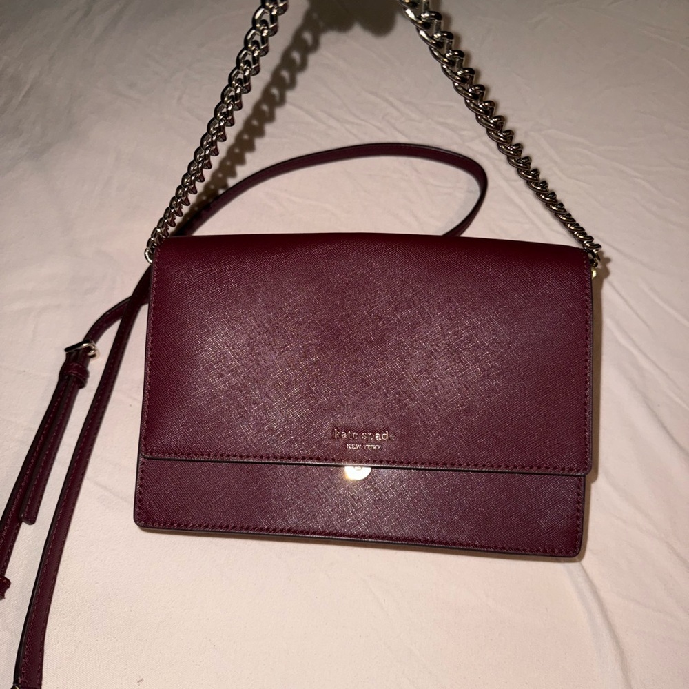 Kate Spade Red Crossbody Bag with Chain Strap